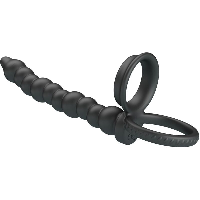 Anel peniano vibratório PRETTY LOVE Dillion preto com dupla estimulação.