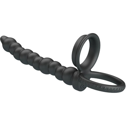 Anel peniano vibratório PRETTY LOVE Dillion preto com dupla estimulação.