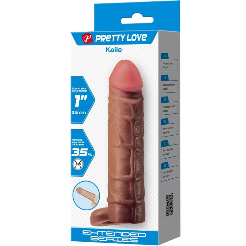 Close-up do PRETTY LOVE Anel/Manga Peniana com Plug Anal Vibratório e 12 Funções Mulato, mostrando seu design ergonômico e material de silicone macio.