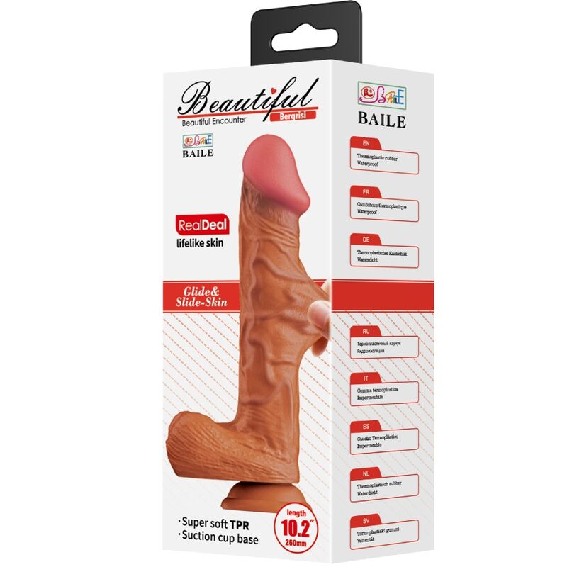Imagem do Dildo Realista Curvo BAILE 26 CM Carne, destacando sua forma ergonómica e textura detalhada.