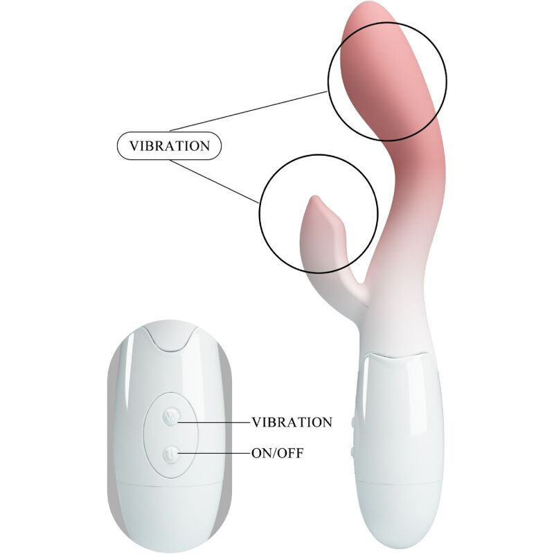 Vibrador PRETTY LOVE G-Spot e Clitóris Rosa, com design ergonómico e botões de controlo visíveis.