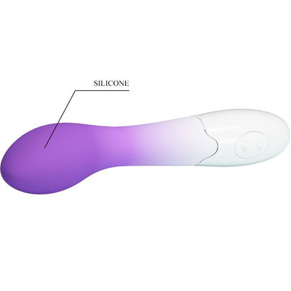 Close-up do Vibrador Ponto G PRETTY LOVE Bishop com 30 Vibrações Roxo, mostrando o seu design curvo e material de silicone.