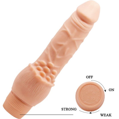Vibrador Realista BAILE Barbara de 19,5cm cor de carne, com textura detalhada e função de vibração.