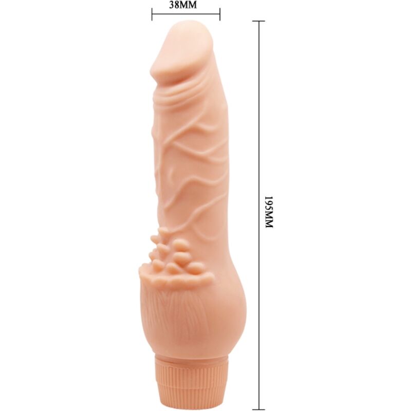 Vibrador Realista BAILE Barbara de 19,5cm cor de carne, com textura detalhada e função de vibração.