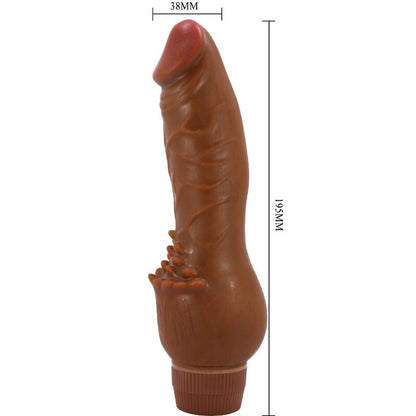 Close-up of the BAILE Vibrador Realista Barbara 19,5 CM Mulato, showing its realistic texture and design.