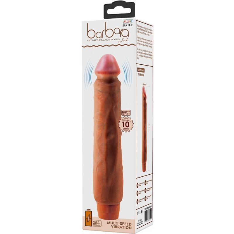 Close-up of the BAILE Vibrador Realista Jack 26 CM Mulato, showing its realistic texture and design.