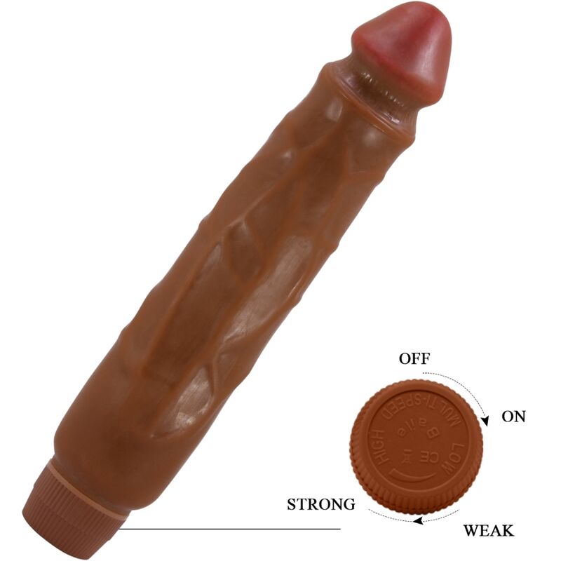 Close-up of the BAILE Vibrador Realista Jack 26 CM Mulato, showing its realistic texture and design.