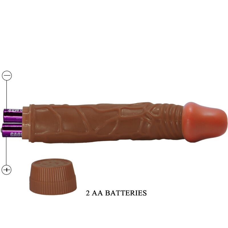 Vibrador Dildo Realista BAILE 22,5cm, com textura e cor detalhadas para prazer autêntico.