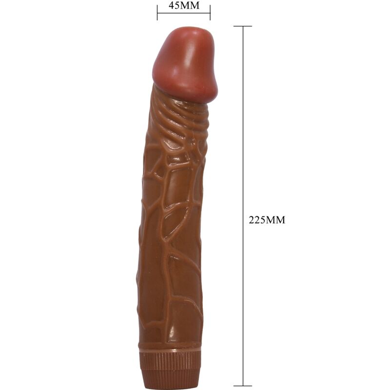 Vibrador Dildo Realista BAILE 22,5cm, com textura e cor detalhadas para prazer autêntico.