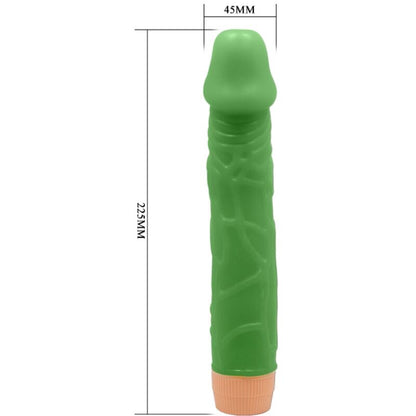 Close-up do Vibrador Realista BAILE Bill 22,5 cm Verde, mostrando a textura e o design realista.