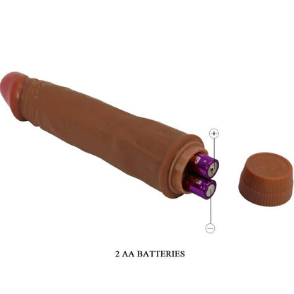 Vibrador Dildo Realista Compacto BAILE 21cm Mulato com textura detalhada e função de vibração.