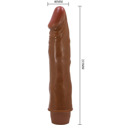 Vibrador Dildo Realista Compacto BAILE 21cm Mulato com textura detalhada e função de vibração.
