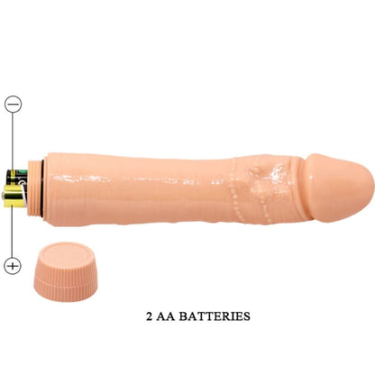 Vibrador Realista BAILE Dybbuk 24cm Cor Pele com detalhes nervurados e textura autêntica.