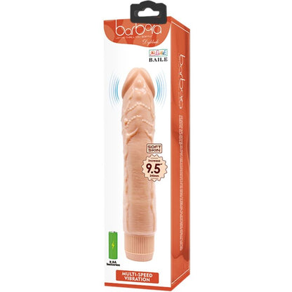 Vibrador Realista BAILE Dybbuk 24cm Cor Pele com detalhes nervurados e textura autêntica.