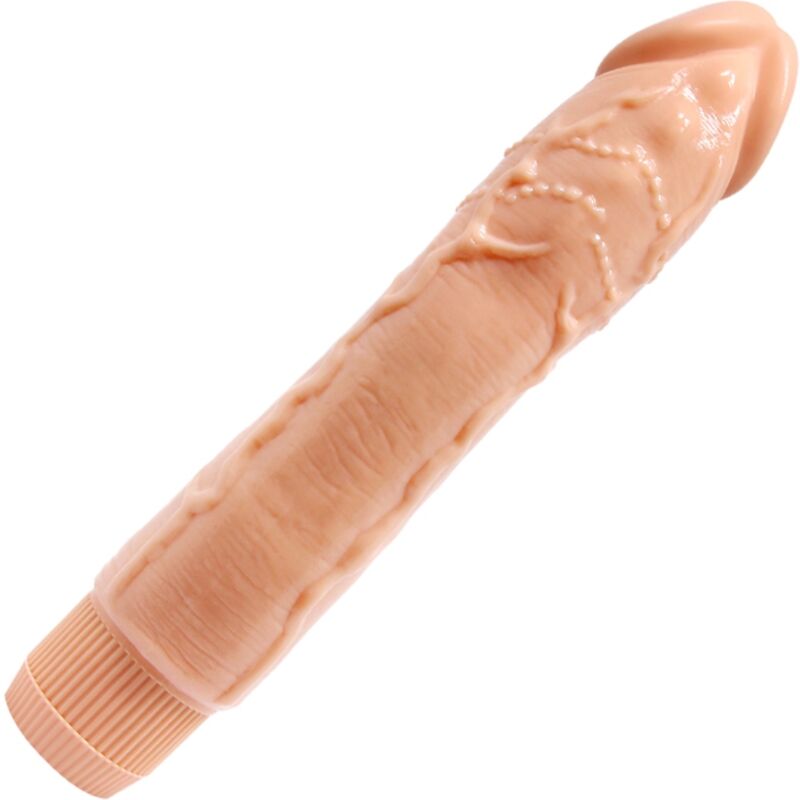 Vibrador Realista BAILE Dybbuk 24cm Cor Pele com detalhes nervurados e textura autêntica.