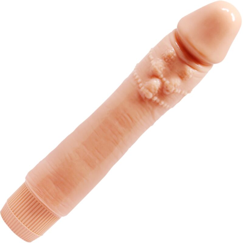 Vibrador Realista BAILE Dybbuk 24cm Cor Pele com detalhes nervurados e textura autêntica.