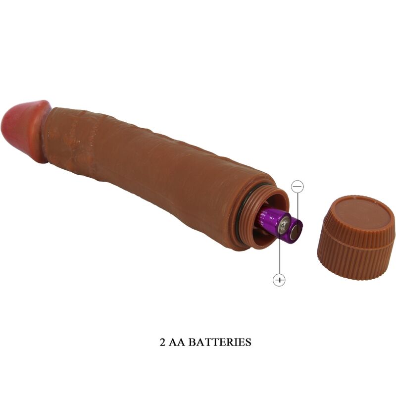 Vibrador realista Dybbuk 24 CM da BAILE, apresentando sua textura detalhada e design ergonômico.