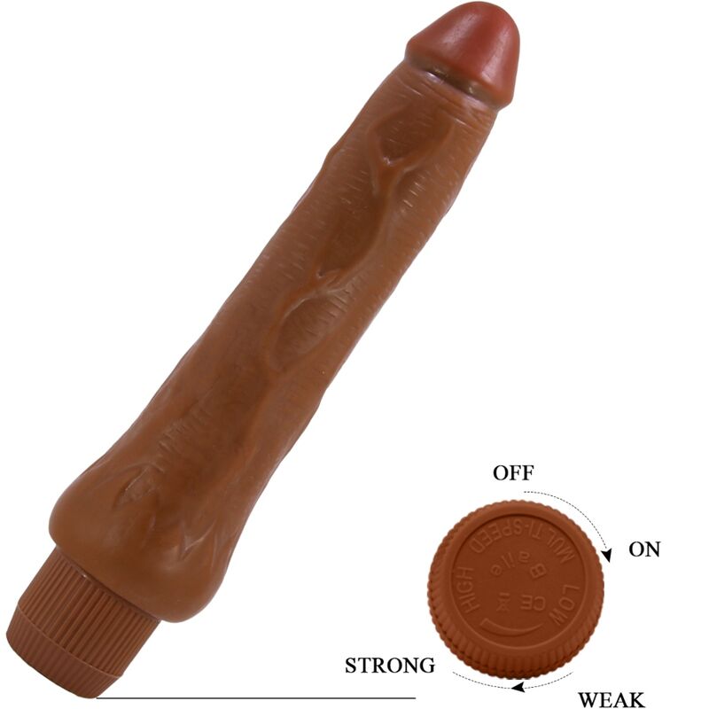 Vibrador realista BAILE Dryad 25cm mulato, com foco na textura e forma anatómica.
