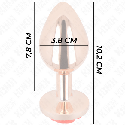 PLUG ANAL ROSA OURO COM ROSA VERMELHA L