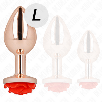 PLUG ANAL ROSA OURO COM ROSA VERMELHA L
