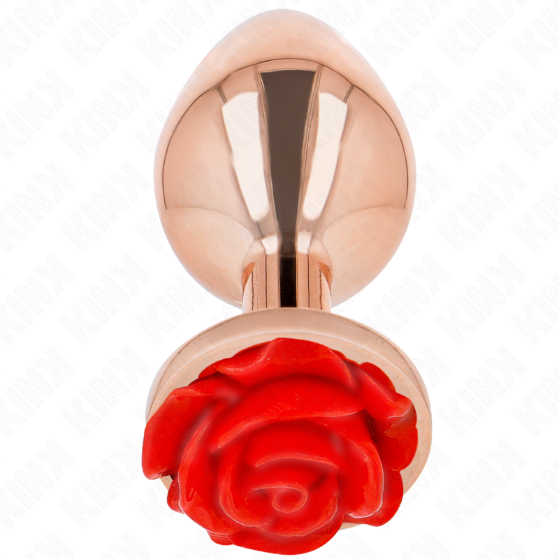 PLUG ANAL ROSA OURO COM ROSA VERMELHA L
