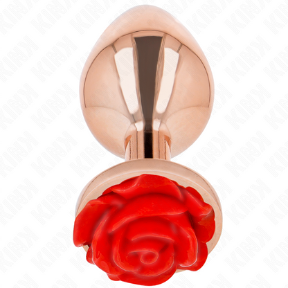 PLUG ANAL ROSA OURO COM ROSA VERMELHA L