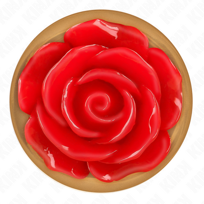 KINK Plug Anal Metálico Ouro Rosa com Detalhe Rosa Vermelha para estimulação anal.