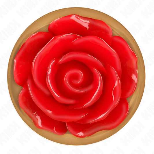 KINK Plug Anal Metálico Ouro Rosa com Detalhe Rosa Vermelha para estimulação anal.