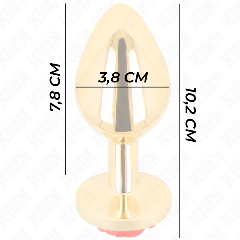 Close-up of the KINK Plug Anal Metálico Rosa Vermelha Tamanho L, showcasing its elegant design and metallic finish.