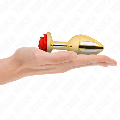 Close-up of the KINK Plug Anal Metálico Rosa Vermelha Tamanho L, showcasing its elegant design and metallic finish.