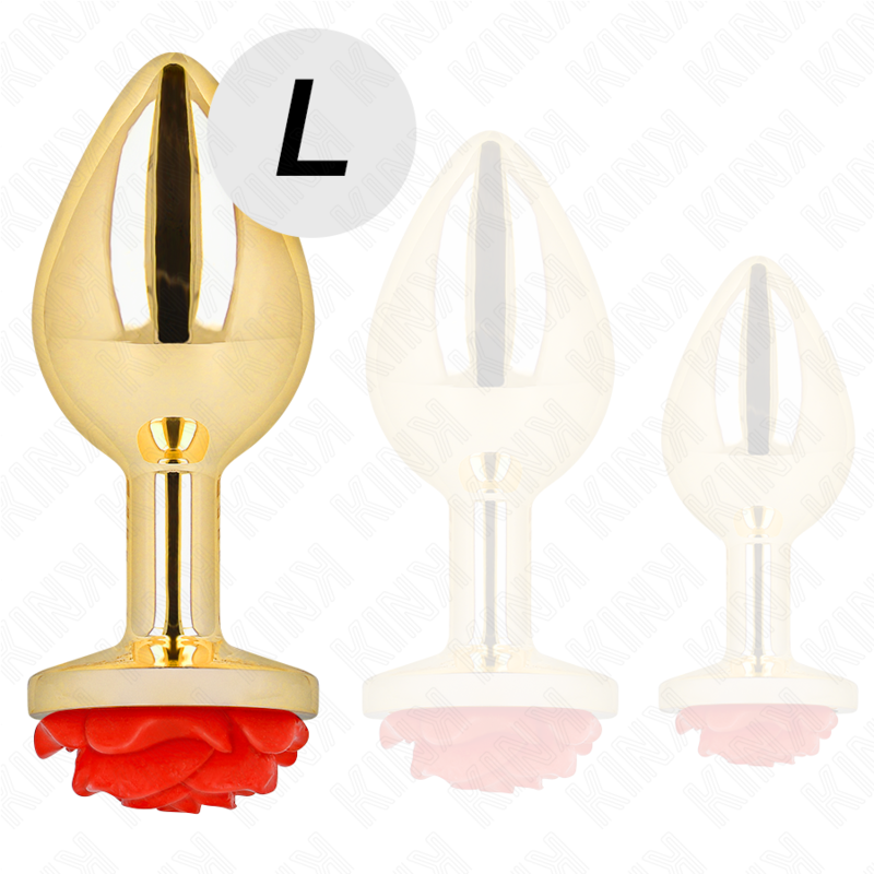Close-up of the KINK Plug Anal Metálico Rosa Vermelha Tamanho L, showcasing its elegant design and metallic finish.