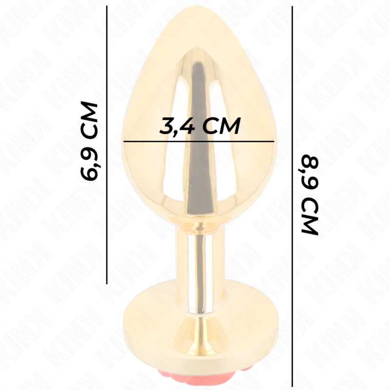 Plug anal metálico KINK com decoração de rosa vermelha, mostrando seu design e material