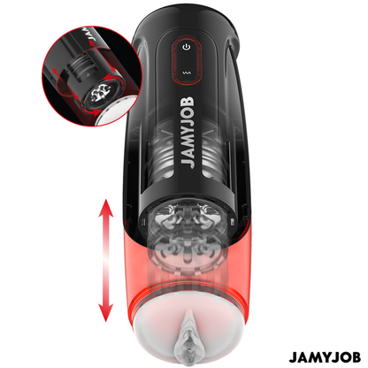 Close-up of the JAMYJOB Masturbador Automático STORM showing its sleek design and features.
