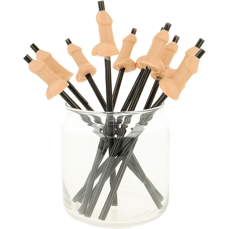 Canudos de Festa com Formato de Pénis - Pack de 10