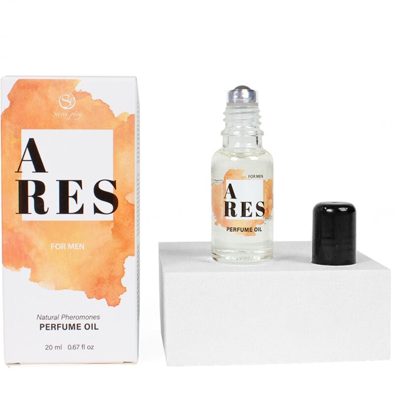 SECRETPLAY Perfume Ares Feromonas em Óleo para Homens 20 ML, frasco roll-on e embalagem