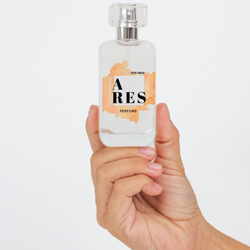 SECRETPLAY Ares Perfume Feromonas Natural Masculino Spray 50 ML, frasco e detalhes do aroma.