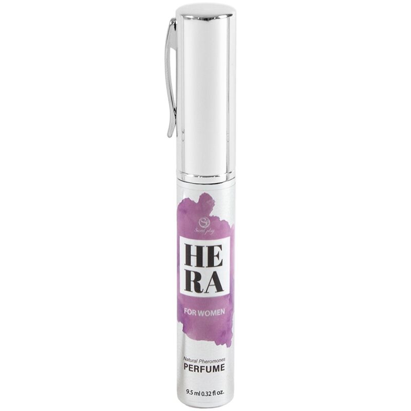 Close-up do SECRETPLAY Hera Perfume Natural com Feromonas para Mulheres 10 ML, destacando o frasco e a elegância.