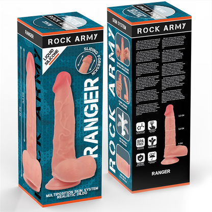 ROCKARMY Vibrador Dildo Realista RANGER Silicone Líquido 22cm com ventosa