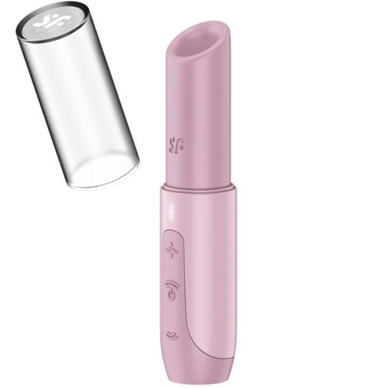 Close-up do Satisfyer Estimulador Clitoriano Secret Kiss Wave Rosa, mostrando seu design compacto e elegante.