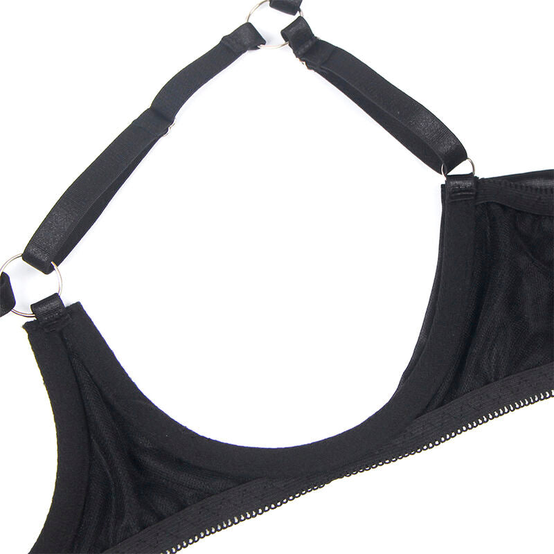 Close-up do Conjunto de Lingerie SUBBLIME L/XL com Sutiã Aberto e Laço Preto, realçando os detalhes em renda e o ajuste confortável.