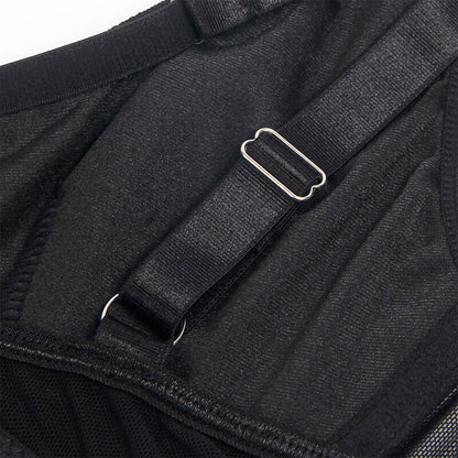 Conjunto de lingerie bondage preto SUBBLIME com sutiã e cinta-liga, destacando o design sensual e materiais de alta qualidade.