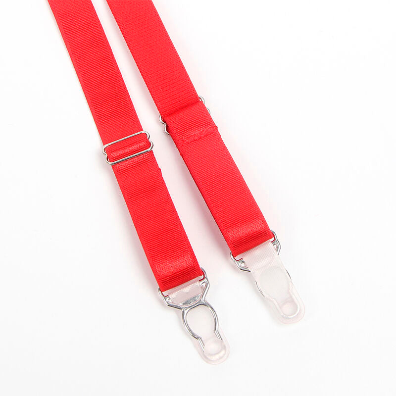 SUBBLIME Conjunto Lingerie Estilo Bondage Vermelho com Liga em detalhe, mostrando o tecido e design sensual.