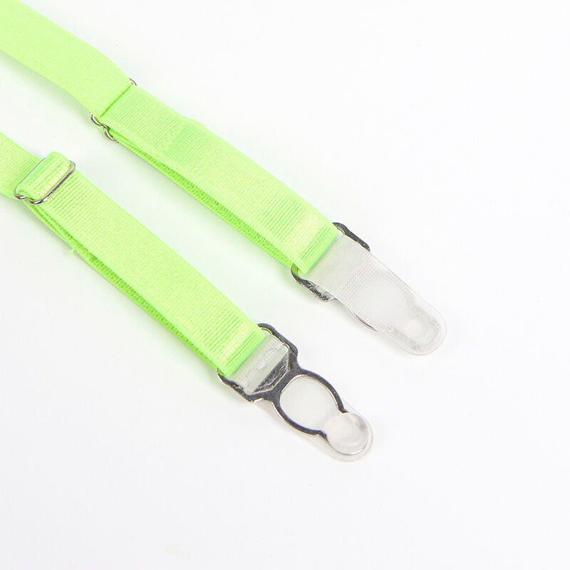 SUBBLIME Conjunto de Sutiã Renda e Liga Verde e Azul L/XL, mostrando detalhes da renda e design moderno.