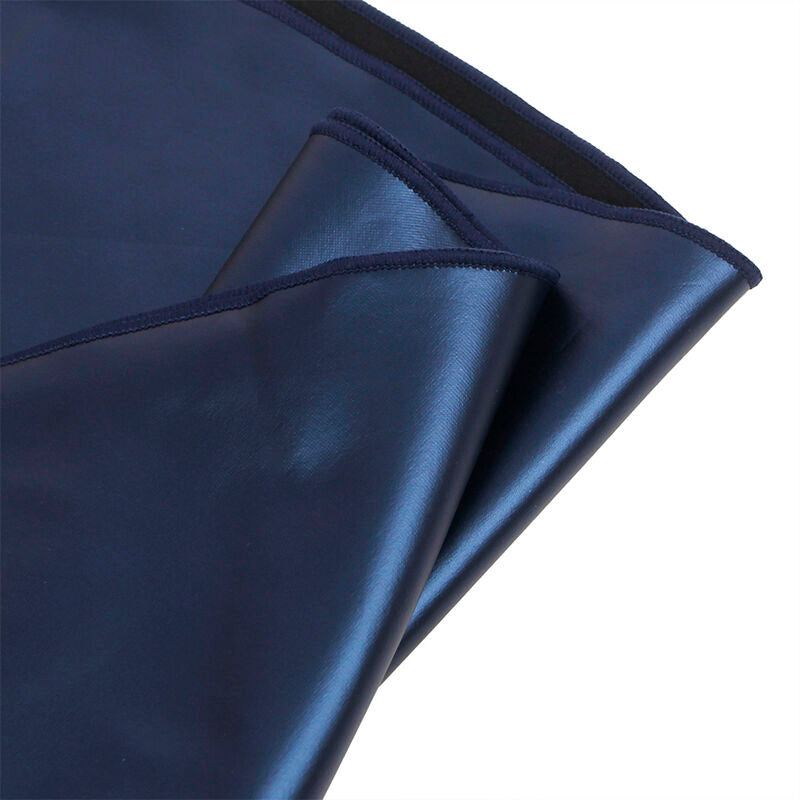 Close-up of the SUBBLIME Camisola Sexy Azul with PU Leather Straps S/M showing its design and texture.