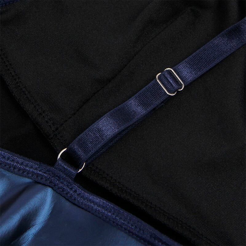 SUBBLIME Vestido Sexy com Alças Couro PU Azul L/XL, mostrando detalhes do material e design.