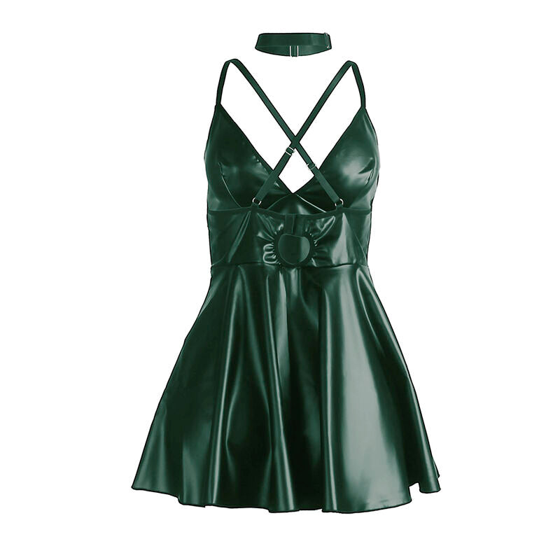 SUBBLIME Vestido com Alças de Couro Verde L/XL, detalhe do tecido e design.
