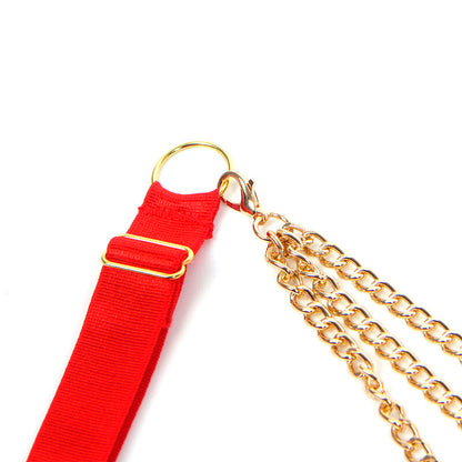 Imagem do Conjunto de Lingerie SUBBLIME de Sutiã e Calcinha Malha Coração Vermelho com Correntes