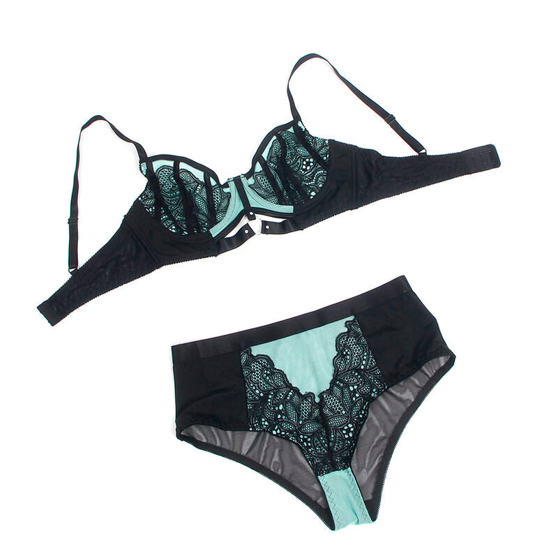 Conjunto de Lingerie SUBBLIME Renda e Malha Verde com Sutiã Push-up