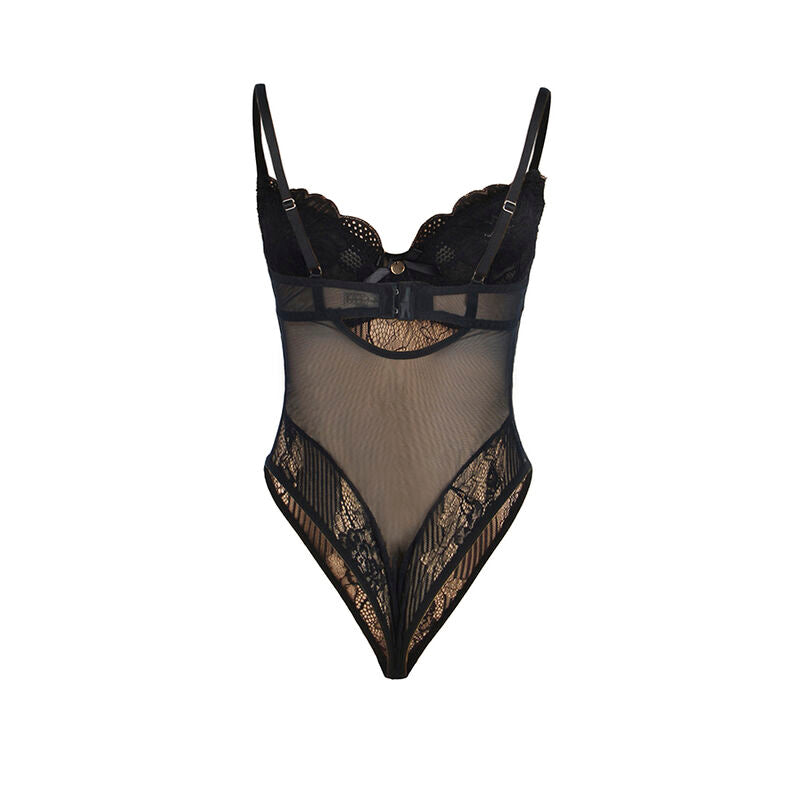 SUBBLIME Body de Renda Push-Up com Virilha Aberta Preto S/M