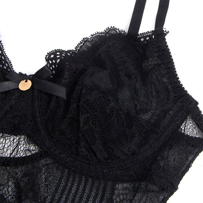 SUBBLIME Body de Renda Push-Up com Virilha Aberta Preto S/M